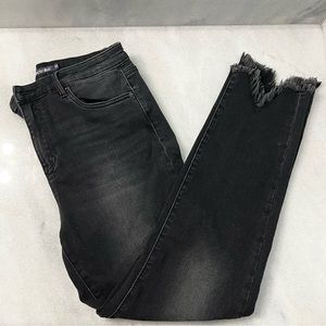 tractrBLU, high rise, raw hem, black jeans
